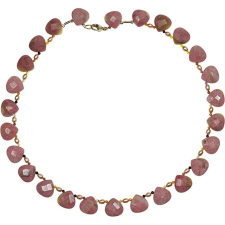 Funk-Collier Rhodonit facettiert, Flußperle, Achat, ca. 44 cm, 925oo Silber