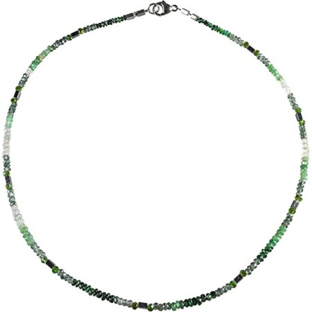 Funk-Collier Edelsteinkette Smaragd, Hämatin, Quarz, ca. 44.5 cm, Damen