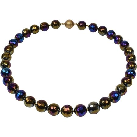 Funk-Collier Edelsteinkette Regenbogen Achat facettiert ca. Ø 12 mm, Magnetschloss, ca. 46 cm, Damen