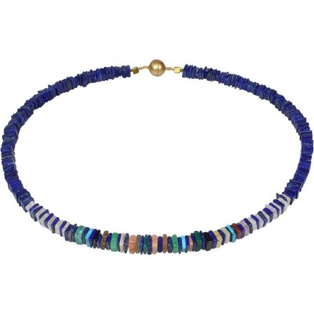 Exklusives Edelsteincollier Lapis Lazuli, Multicolor, Magnetschloss, ca. 44.5 cm