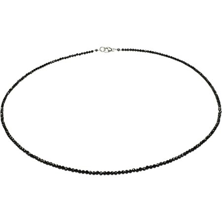 Collier facettierter, schwarzer Spinell, ca. 48 cm, 925oo Silber Schloß, Damen