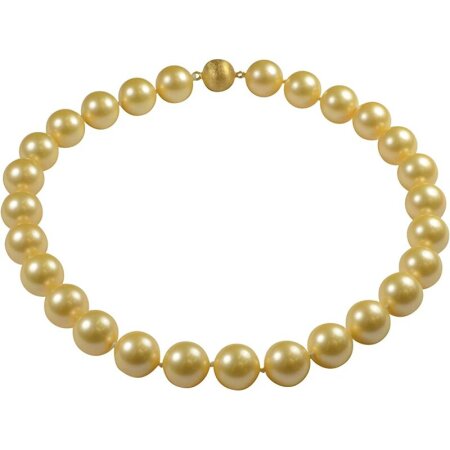 Muschelkernperlen Collier gold gelb, 16mm, 925 Silber vergoldet