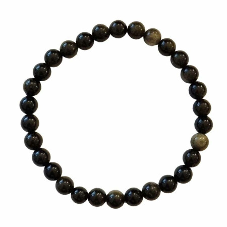 Obsidian Gold  Kugel Armband 6 mm auf stabilem Stretchband aufgezogen